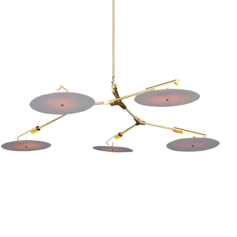Lustre Noir ou Doré à Disques Acrylique – Lumière Indirecte Élégante
