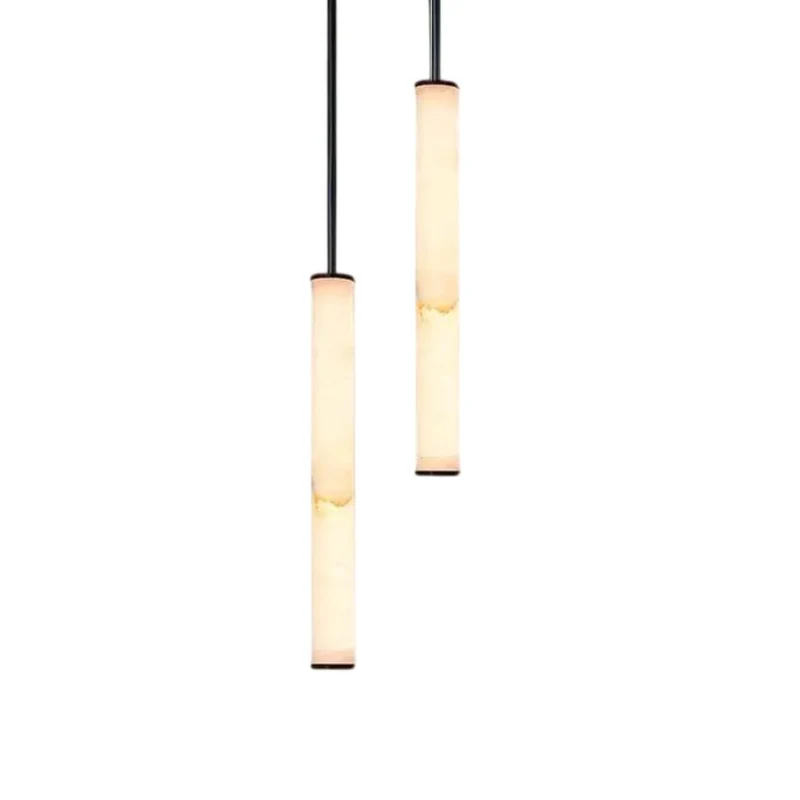 Lustre Marbre Blanc Longiligne – 4 Longueurs, Chambre ou Îlot Cuisine