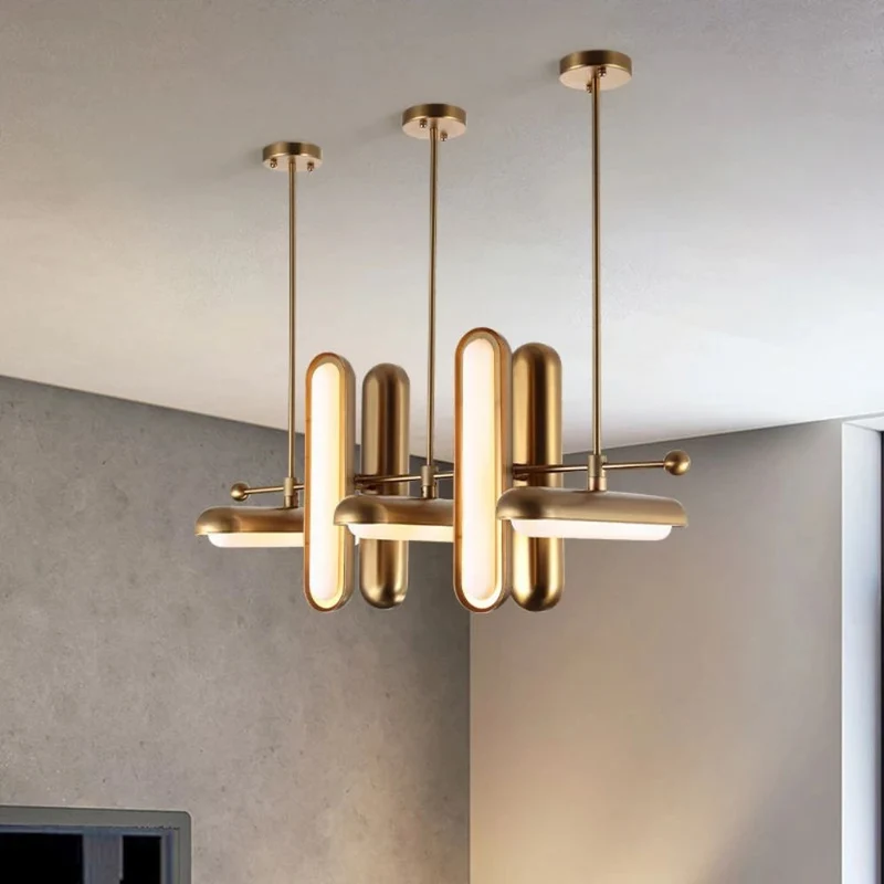 Lustre Art Déco Années 1930 Doré Longiligne – 3 à 7 LED
