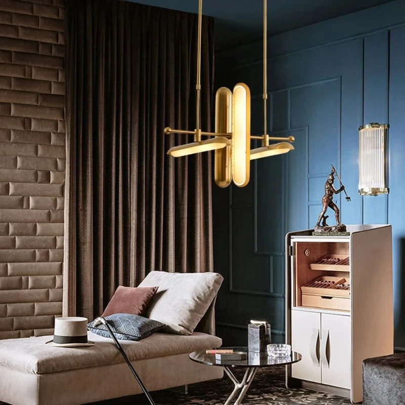 Lustre Art Déco Années 1930 Doré Longiligne – 3 à 7 LED