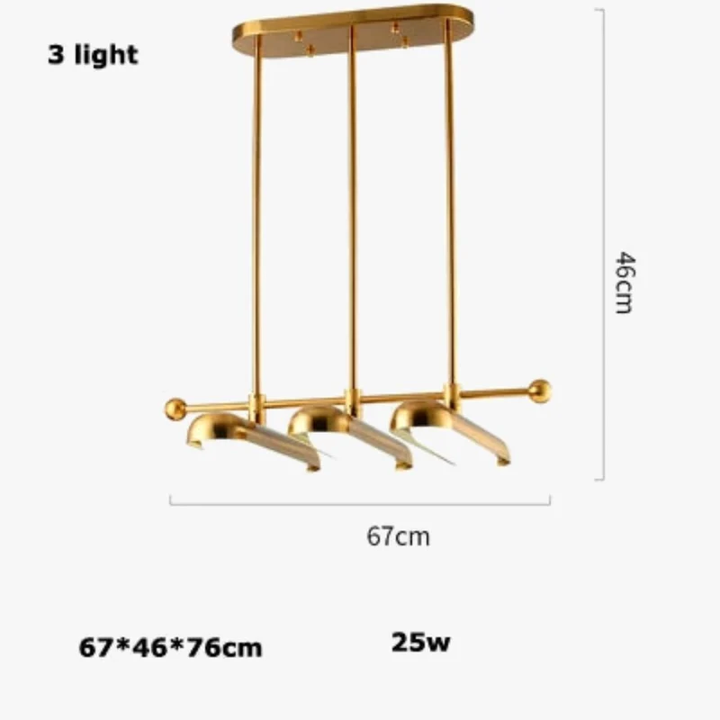 Lustre Art Déco Années 1930 Doré Longiligne – 3 à 7 LED