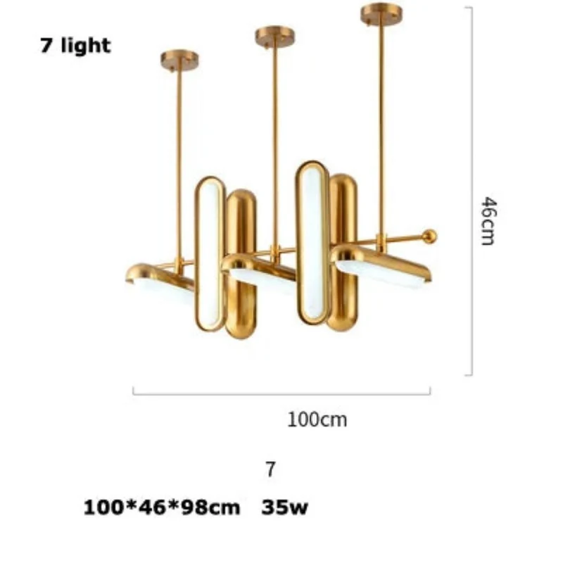 Lustre Art Déco Années 1930 Doré Longiligne – 3 à 7 LED