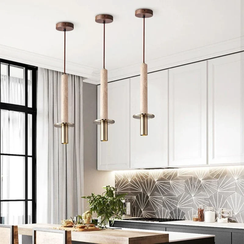 Suspension Ciment Sculpturale en Travertin – Éclat Naturel et Authentique