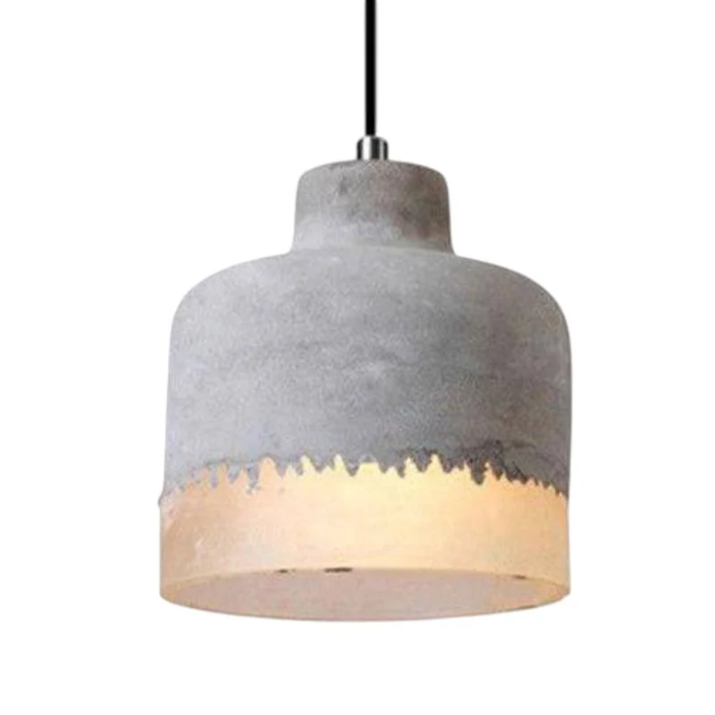 Suspension Grise en Ciment et Verre – Design Rustique Moderne, Trio