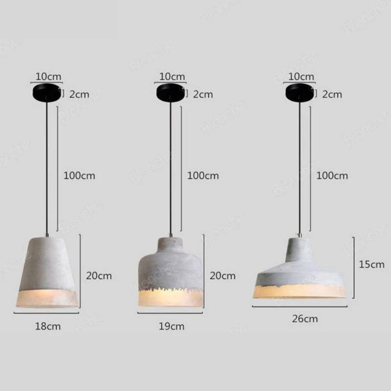 Suspension Grise en Ciment et Verre – Design Rustique Moderne, Trio