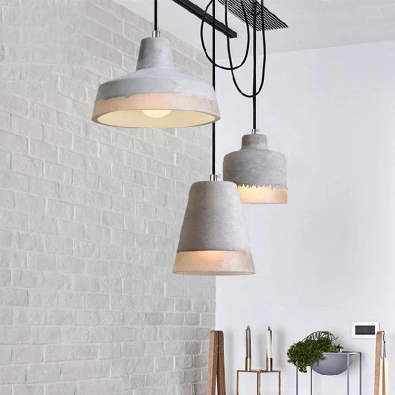 Suspension Grise en Ciment et Verre – Design Rustique Moderne, Trio