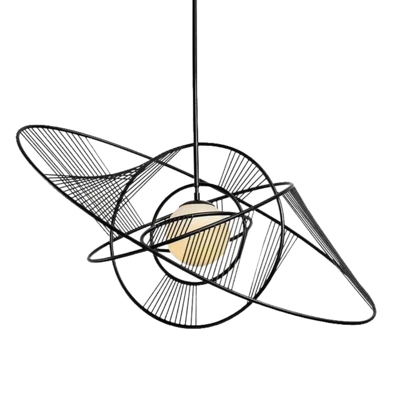Lustre Design Salon Cercles Entrelacés – Art Déco, Noir ou Blanc