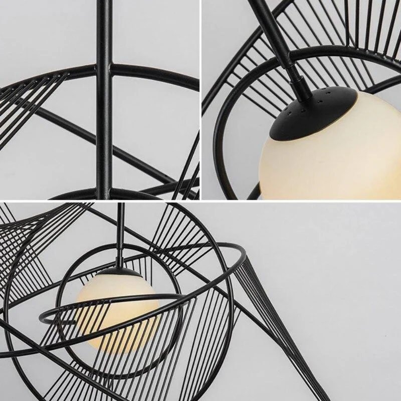 Lustre Design Salon Cercles Entrelacés – Art Déco, Noir ou Blanc