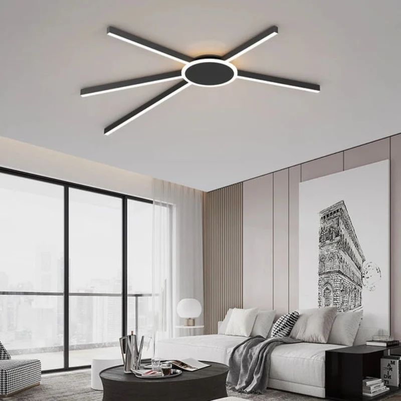 Plafonnier Blanc Moderne Étoile Longiligne – Design Art Déco 360°