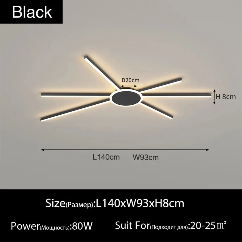 Plafonnier Blanc Moderne Étoile Longiligne – Design Art Déco 360°