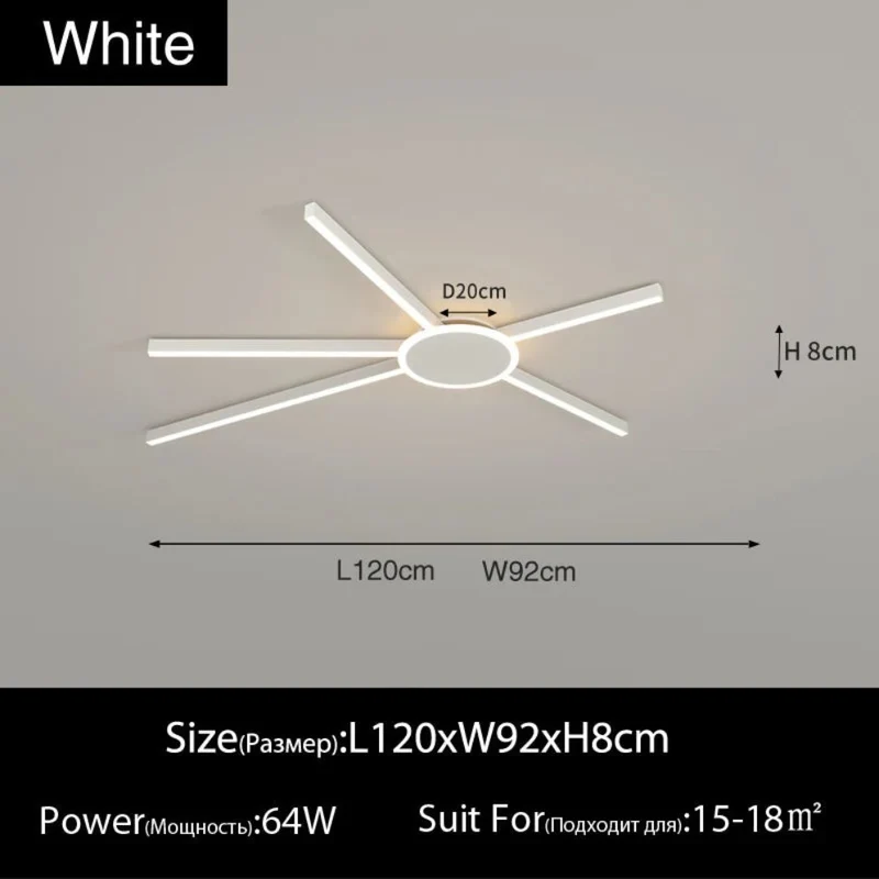 Plafonnier Blanc Moderne Étoile Longiligne – Design Art Déco 360°