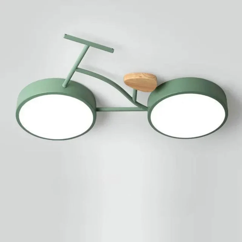 Plafonnier LED Chambre à Coucher Vélo – Bois et Métal, Idéal Enfant
