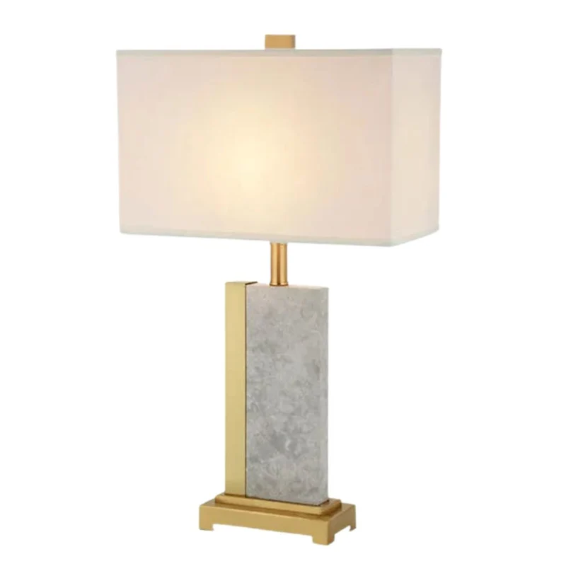 Lampe à Poser Laiton Doré et Marbre – Abat-jour Tissu Blanc ou Noir
