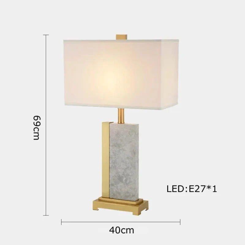 Lampe à Poser Laiton Doré et Marbre – Abat-jour Tissu Blanc ou Noir