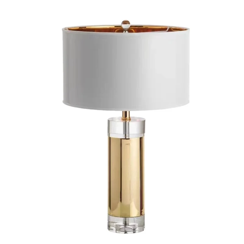 Lampe à Poser Tissu et Verre Italien – Socle Doré, Chambre ou Salon