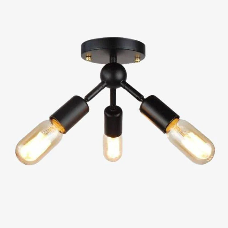 Plafonnier LED Moderne Noir 3 Branches – Style Industriel Vintage