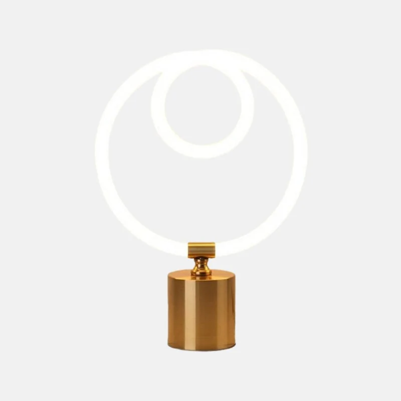 Lampe à Poser Cuivre Bronze à Anneau LED – Chambre Fillette, 2 Teintes