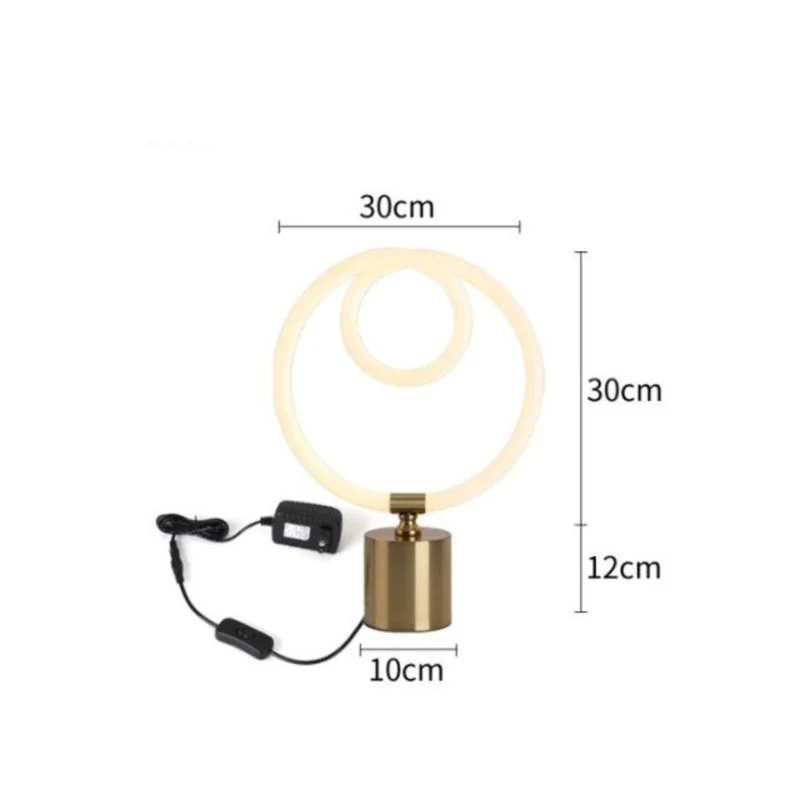 Lampe à Poser Cuivre Bronze à Anneau LED – Chambre Fillette, 2 Teintes