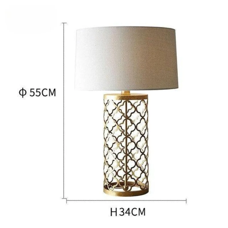 Lampe à Poser Design Luxe Bonbori – Tissu et Métal Doré, 2 Tailles