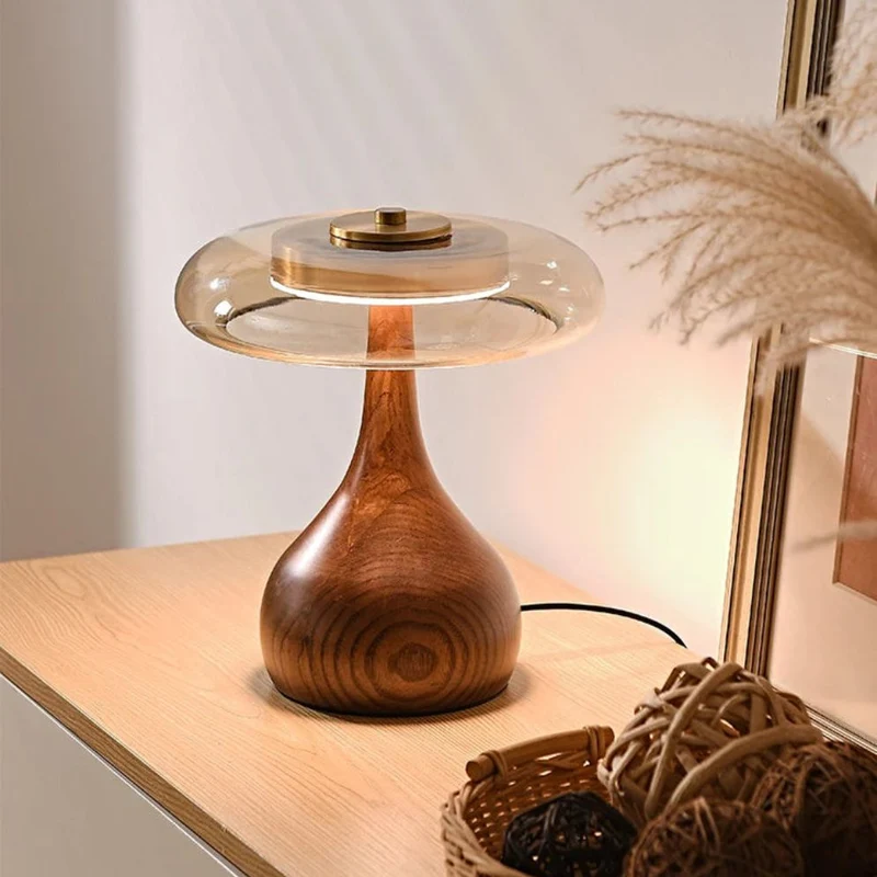 Lampe de Chevet à Led Boule en Bois