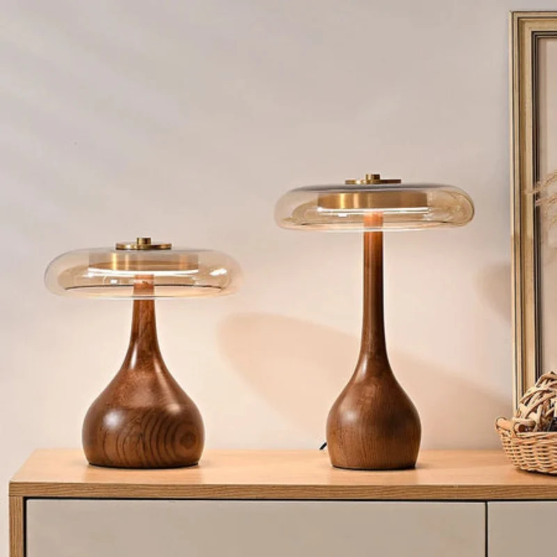 Lampe de Chevet à Led Boule en Bois