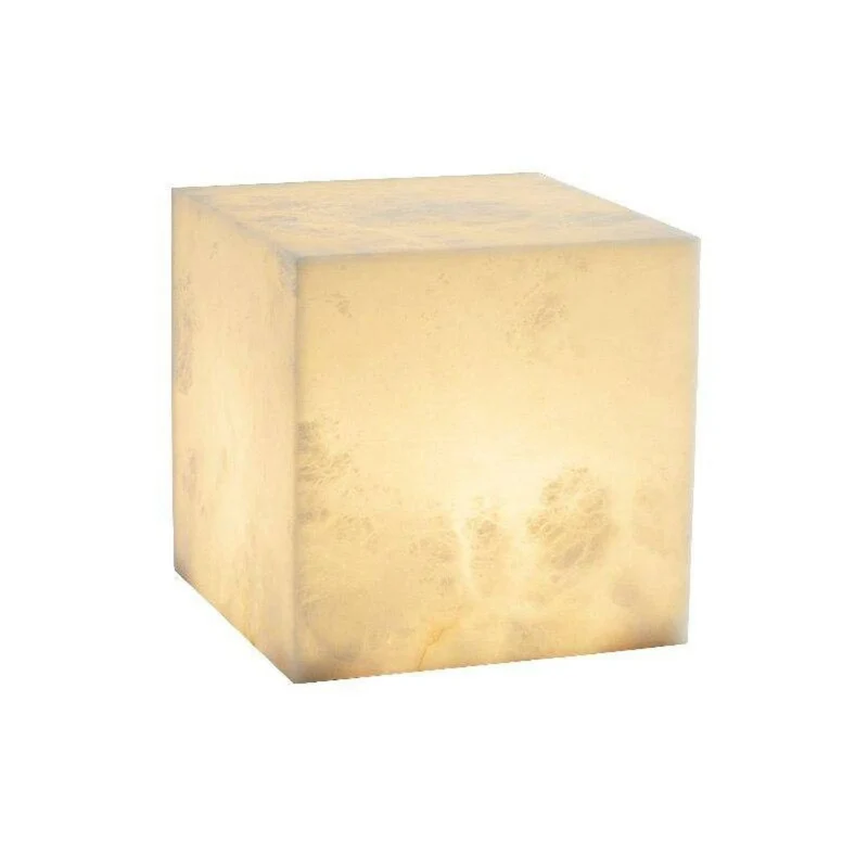 Lampe à Poser Marbre Cube Transparent – Dimmable, Chevet ou Veilleuse