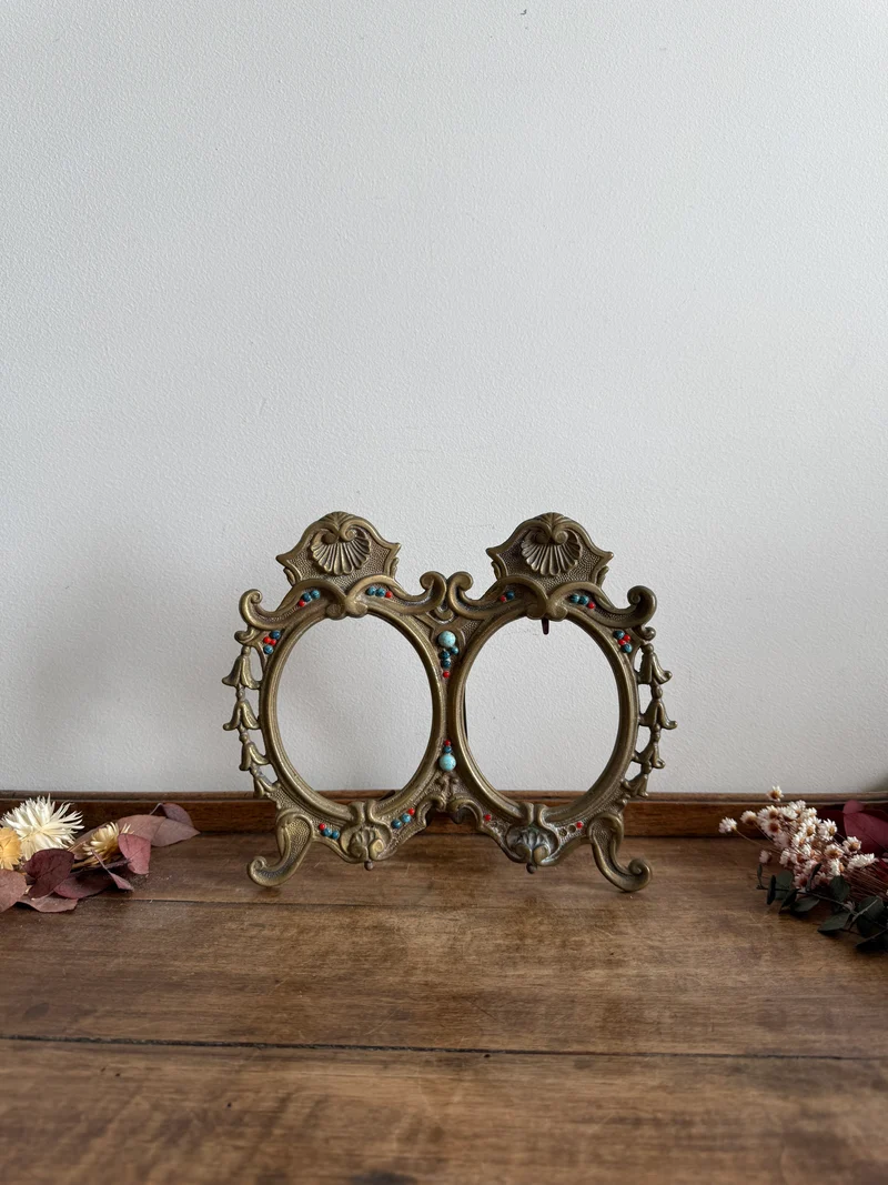 Cadre photo double en bronze