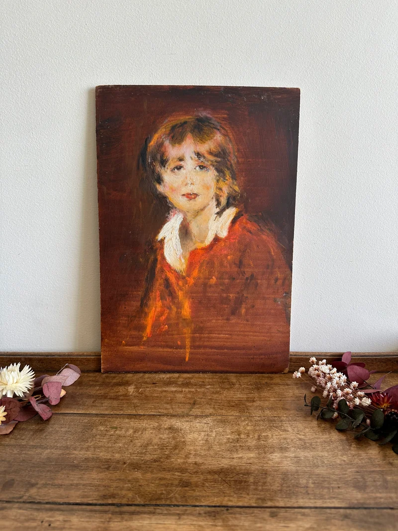 Peinture sur panneau d'après l'enfant en rouge par Lawrence
