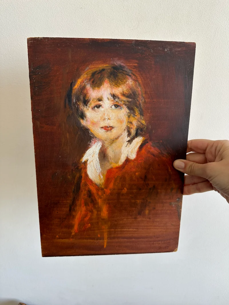 Peinture sur panneau d'après l'enfant en rouge par Lawrence