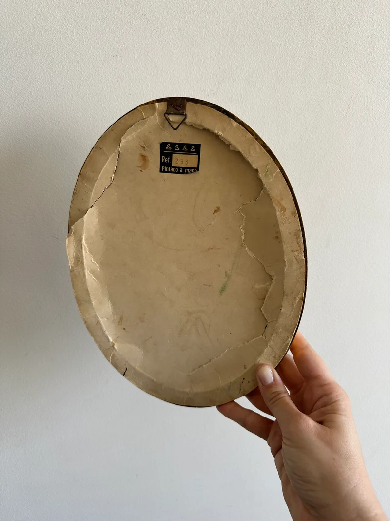 Peinture à l'huile encadrement doré ovale années 70