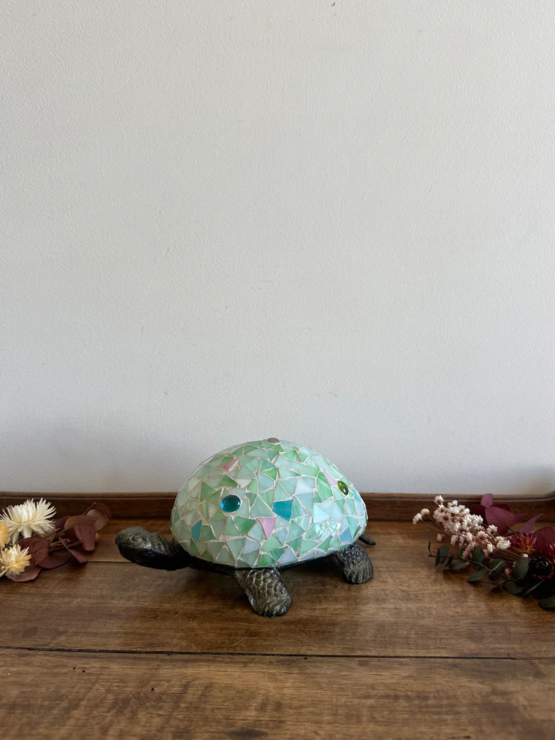 Lampe de table Tortue mosaïque façon Tiffany's