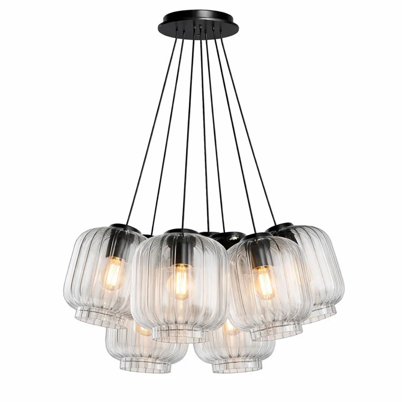 s.luce Velo Cluster Glas-Pendelleuchte 7-flammig 7x20cm