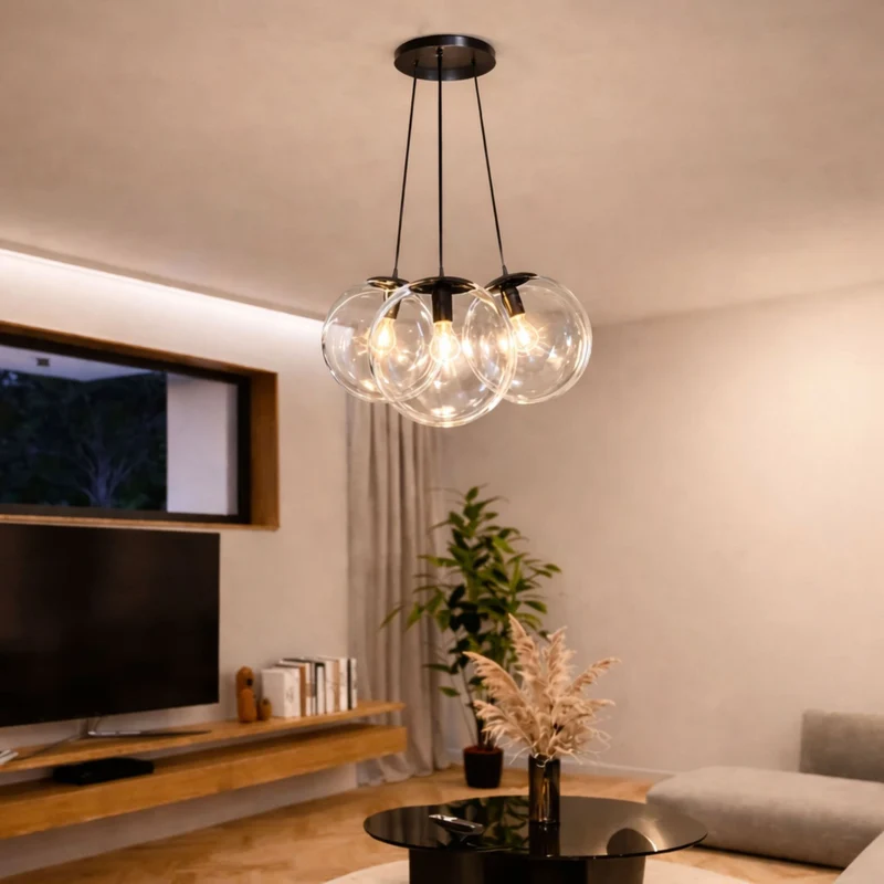 s.luce Orb Cluster Glas-Pendelleuchte 3-flammig 3x30cm
