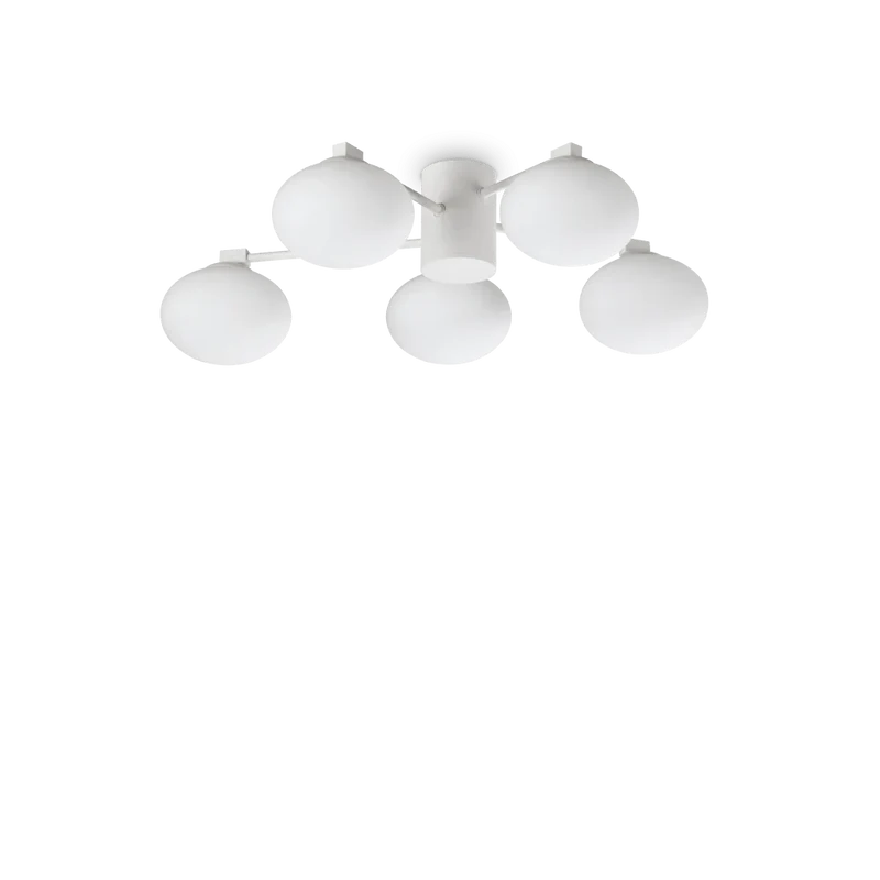 Plafonnier HERMES cinq lampes Ø 60 blanc