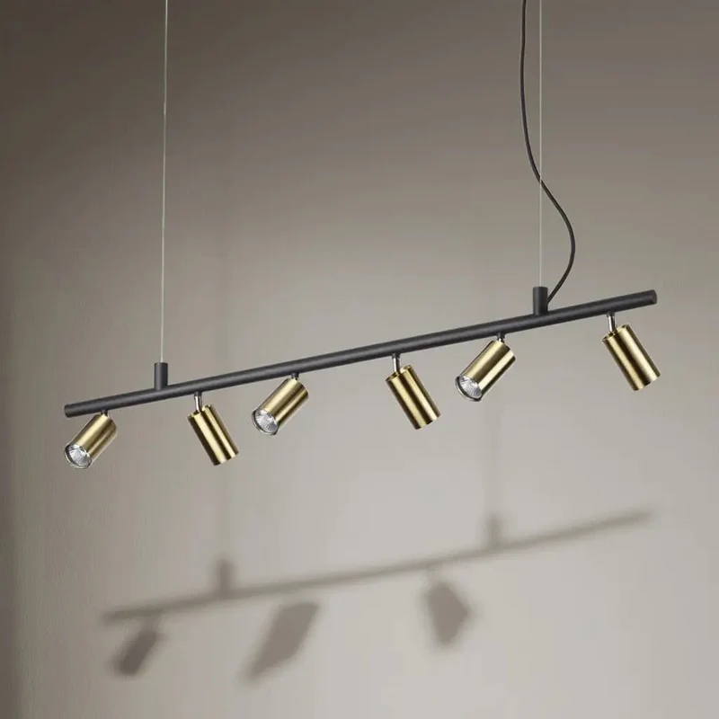 Suspension Dynamite SP6 noire laiton satiné – design modulable 6 diffuseurs