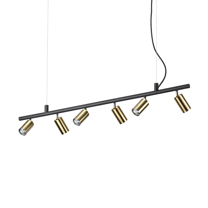 Suspension Dynamite SP6 noire laiton satiné – design modulable 6 diffuseurs