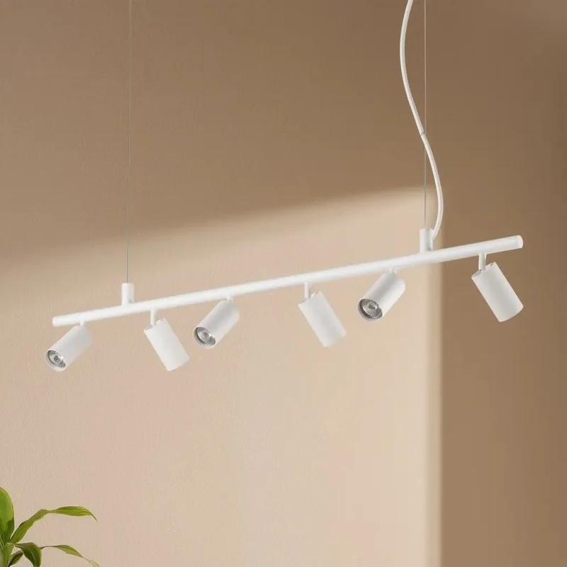 Suspension DYNAMITE SP6 blanche : design contemporain, 6 spots LED orientables