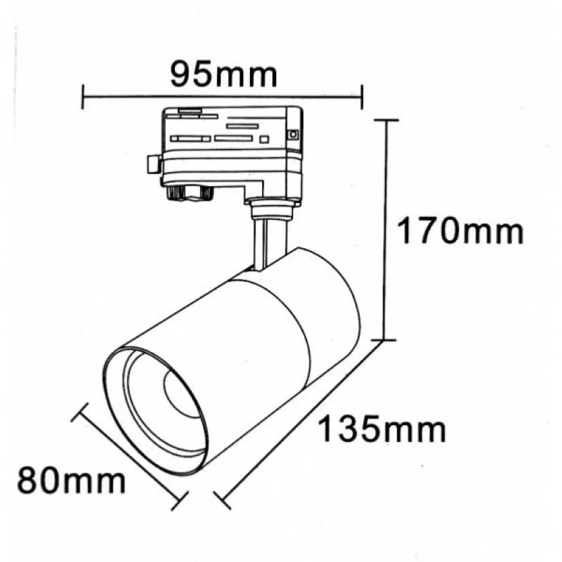 Spot LED sur Rail 30W 80° Compact Triphasé NOIR