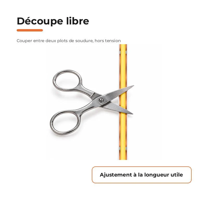 Ruban LED COB 5m Découpe Libre 24V 10W/m IP20 8mm 570lm/m