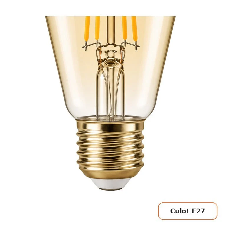 Ampoule LED Filament E27 8W Ambrée ST64 - Pack de 10