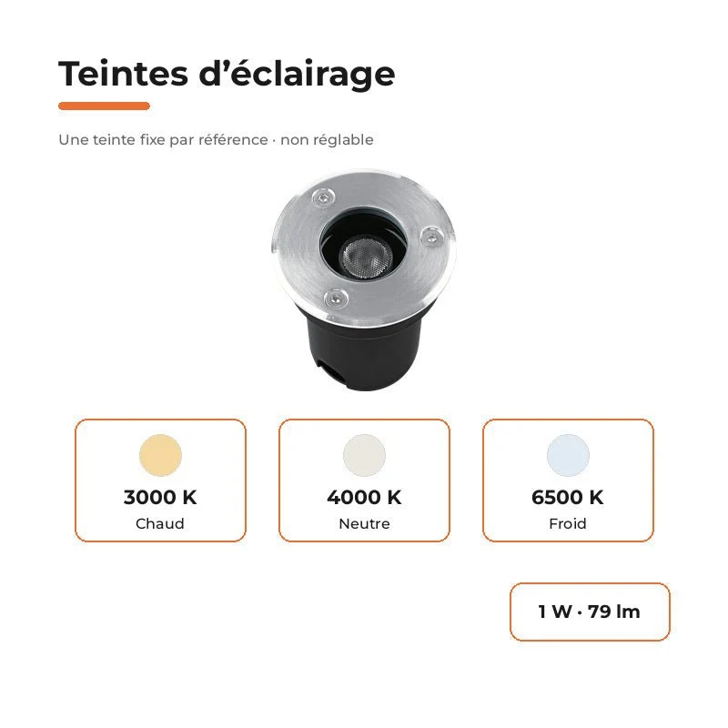 Spot Extérieur Encastrable LED IP67 220V Sol 1W 30°