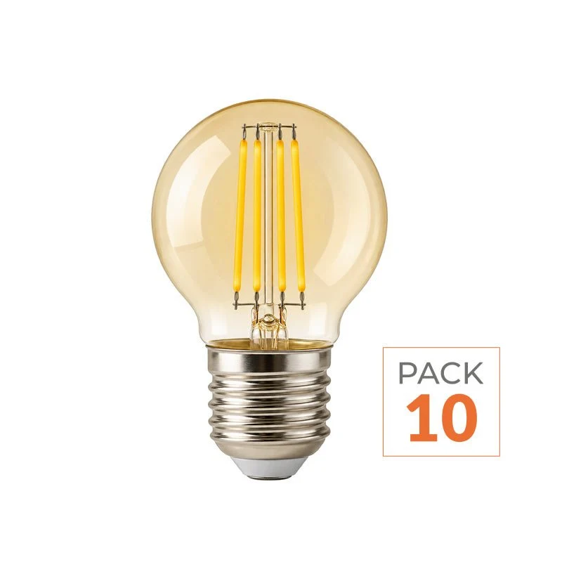 Ampoule LED Filament E27 4W Ambrée G45 - Pack de 10