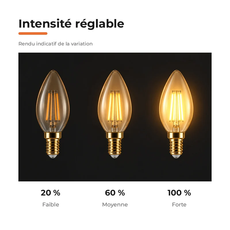 Ampoule LED Filament Dimmable E14 4W Ambrée C37