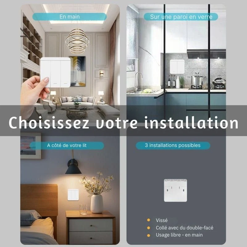 Interrupteur Mural sans Fil Bouton Double