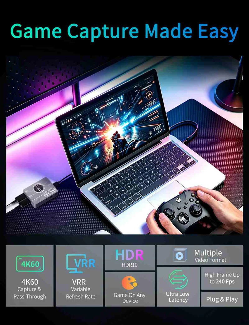 Carte d'acquisition FEELWORLD C4K PRO 4K pour le streaming de jeux, jusqu'à 4K60.