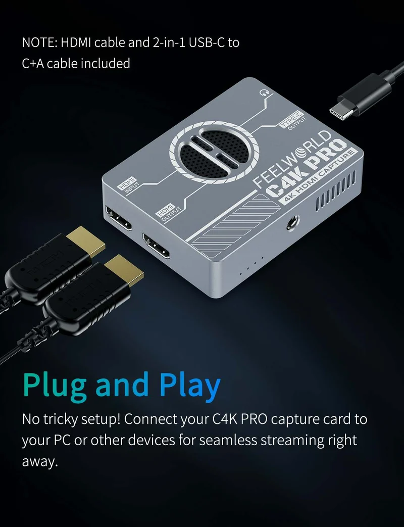 Carte d'acquisition FEELWORLD C4K PRO 4K pour le streaming de jeux, jusqu'à 4K60.