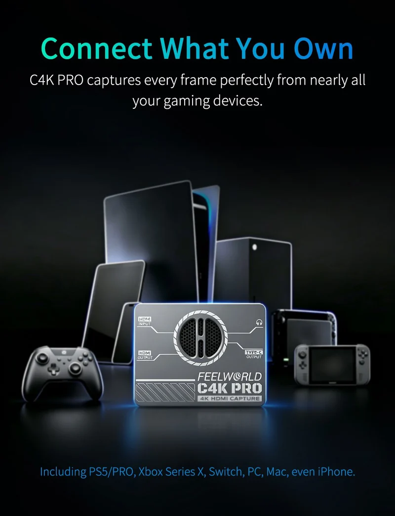 Carte d'acquisition FEELWORLD C4K PRO 4K pour le streaming de jeux, jusqu'à 4K60.