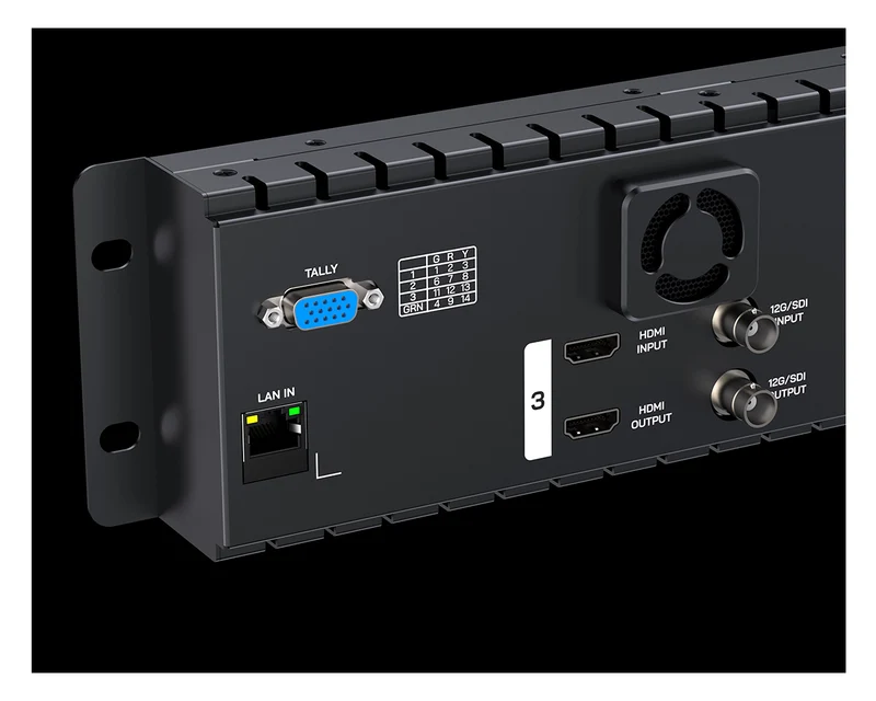 Moniteur rackable triple 5.5" 2U FEELWORLD FRM501G, 12G SDI, 4K HDMI, résolution 1920x1080, dalle IPS, luminosité 1000 nits