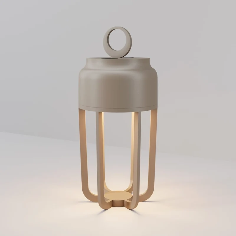 Lampe métal beige Ø10cm extérieur