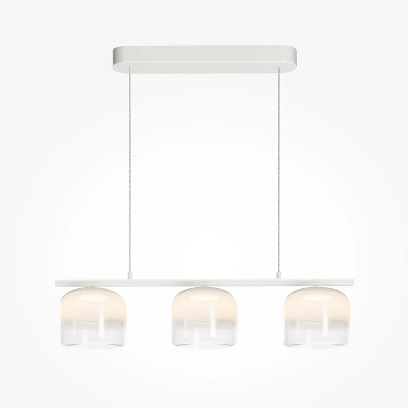 Lustre suspension métal blanc L80cm moderne